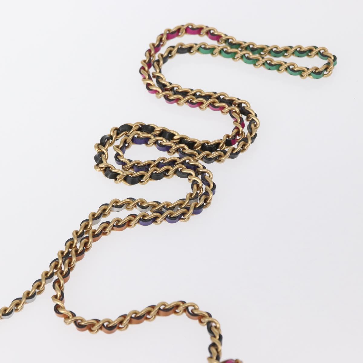 CHANEL Matelasse Chain Shoulder Bag Tweed Multicolor Gold CC Auth 156642SM