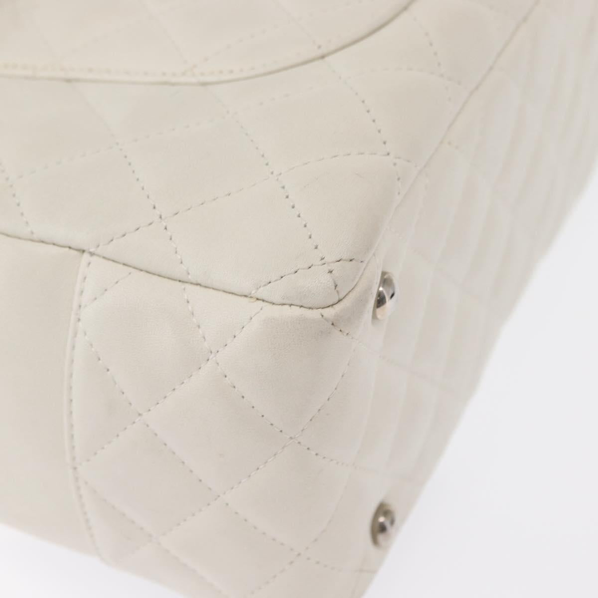 CHANEL Matelasse Bowling Bag Cambon Line Calf Skin White Black CC Auth 156643V