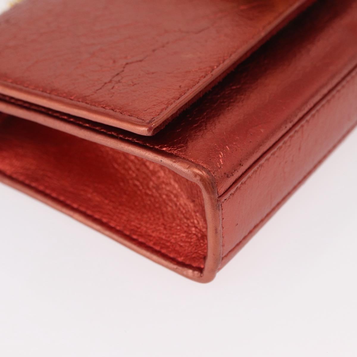 SAINT LAURENT Chain Kate Shoulder Bag Leather Red Gold Auth 156647M