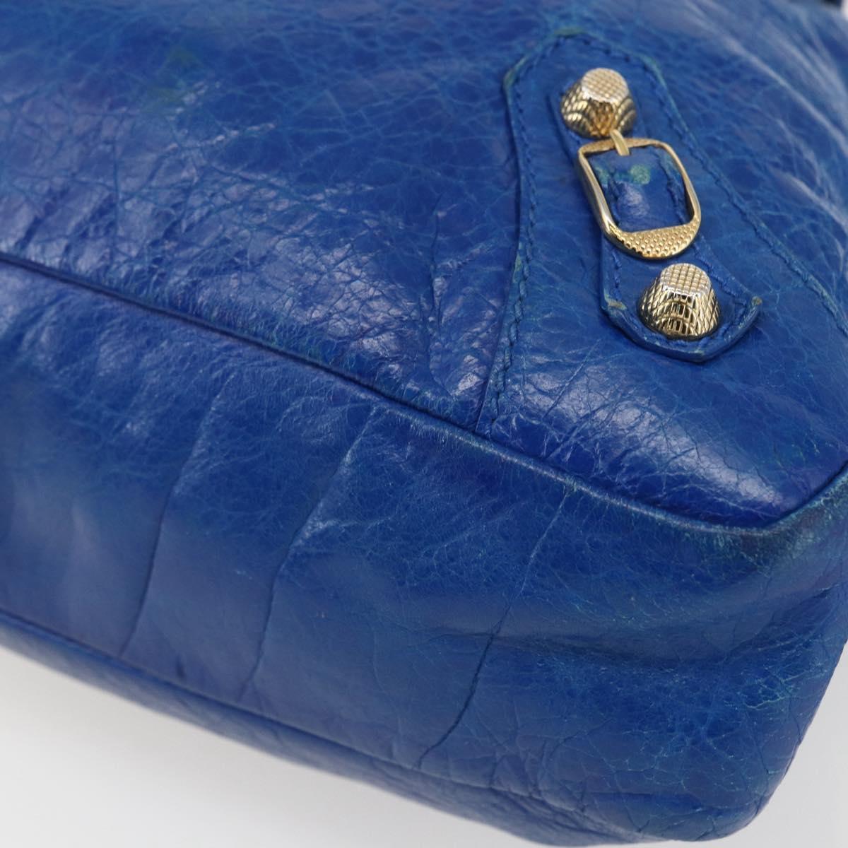 BALENCIAGA The Giant Town Hand Bag Leather 2way Blue Gold 285434 Auth 156649V