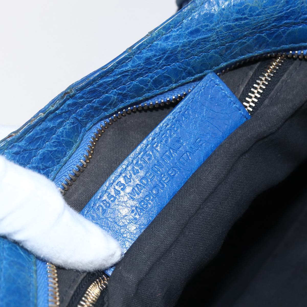 BALENCIAGA The Giant Town Hand Bag Leather 2way Blue Gold 285434 Auth 156649V