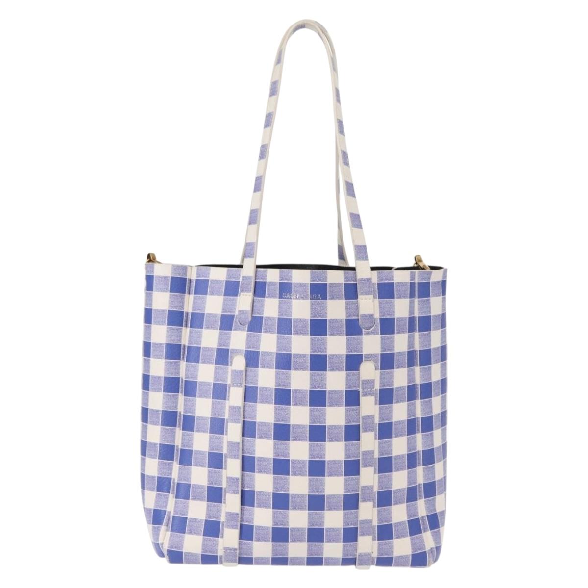 BALENCIAGA Everyday Tote XS Tote Bag Leather 2way Blue Gold 489813 Auth 156650