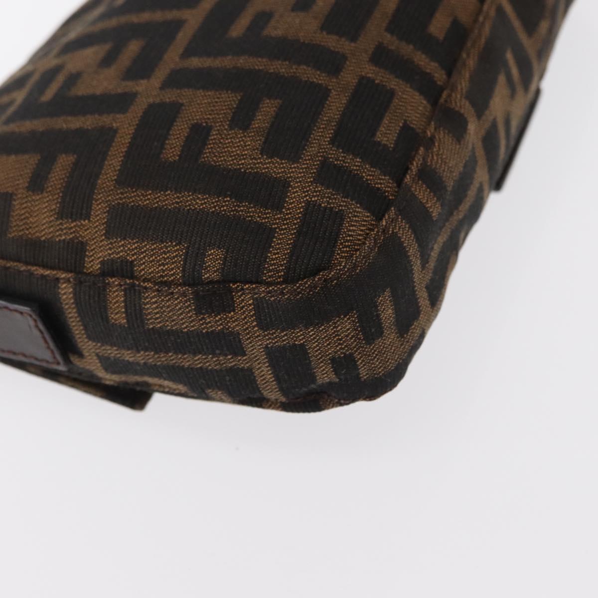 FENDI Zucca Canvas Mamma Baguette Shoulder Bag Black Brown Auth 156651SAM