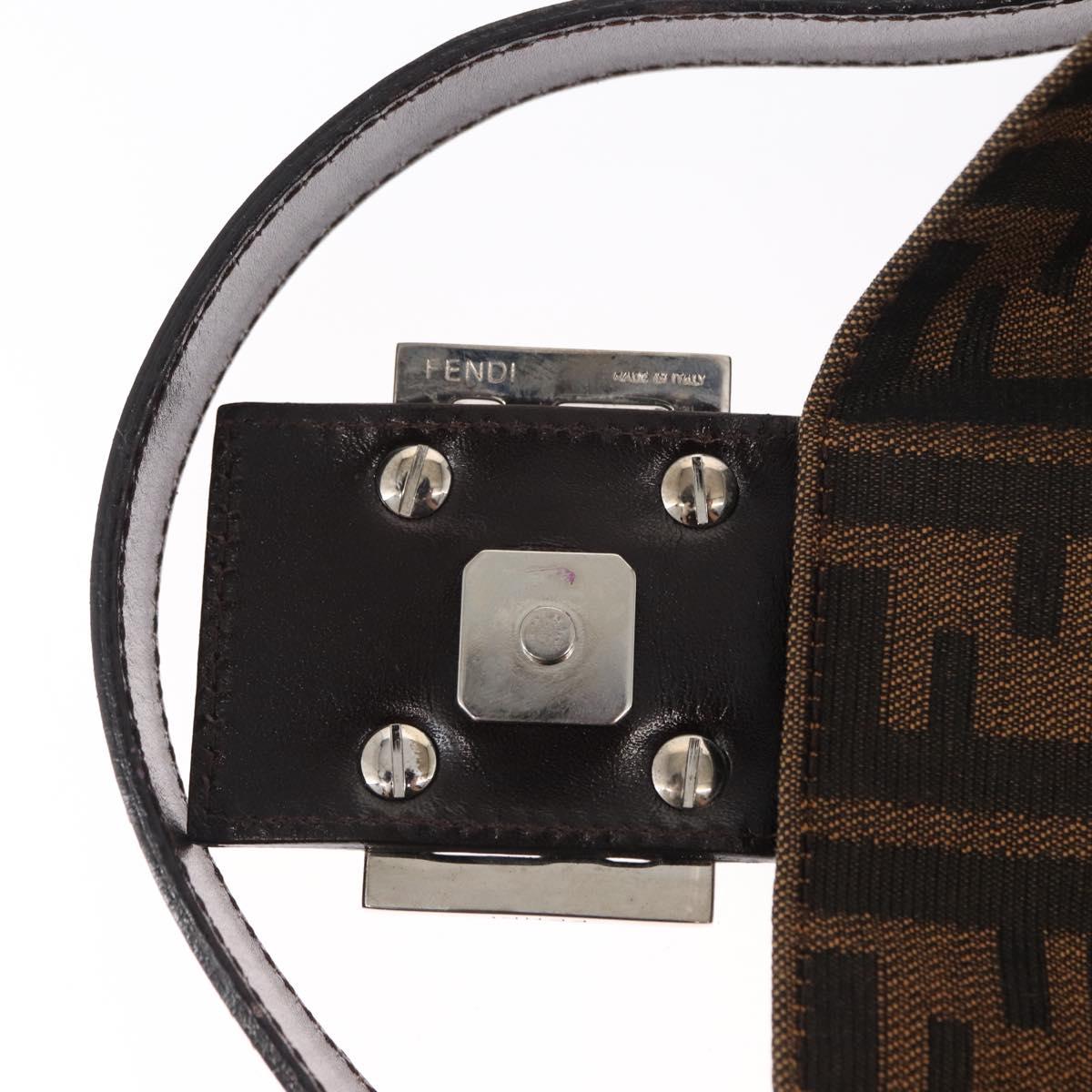 FENDI Zucca Canvas Mamma Baguette Shoulder Bag Black Brown Auth 156651SAM