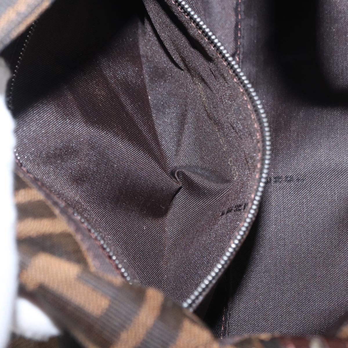 FENDI Zucca Canvas Mamma Baguette Shoulder Bag Black Brown Auth 156651SAM