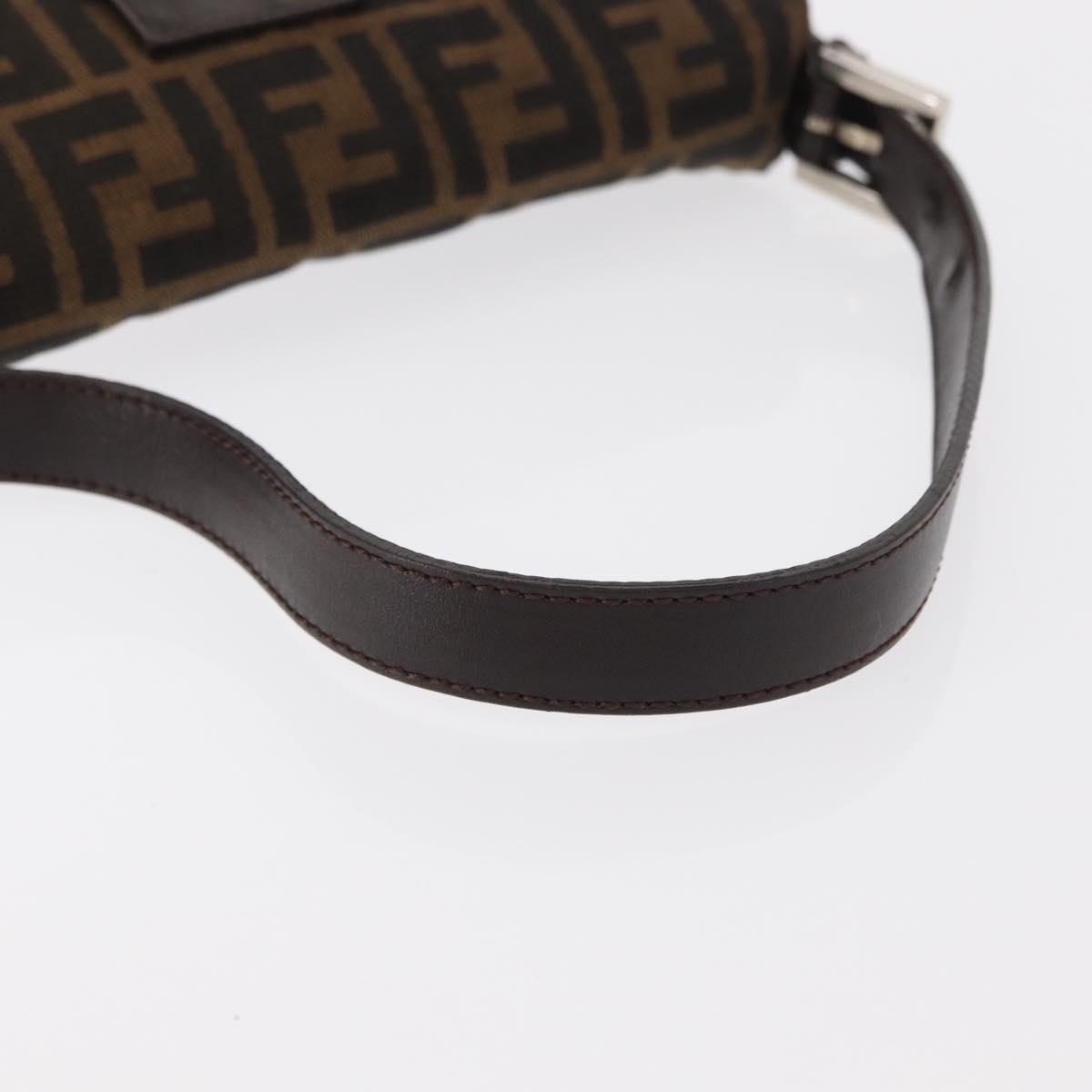 FENDI Zucca Canvas Mamma Baguette Shoulder Bag Black Brown Auth 156651SAM