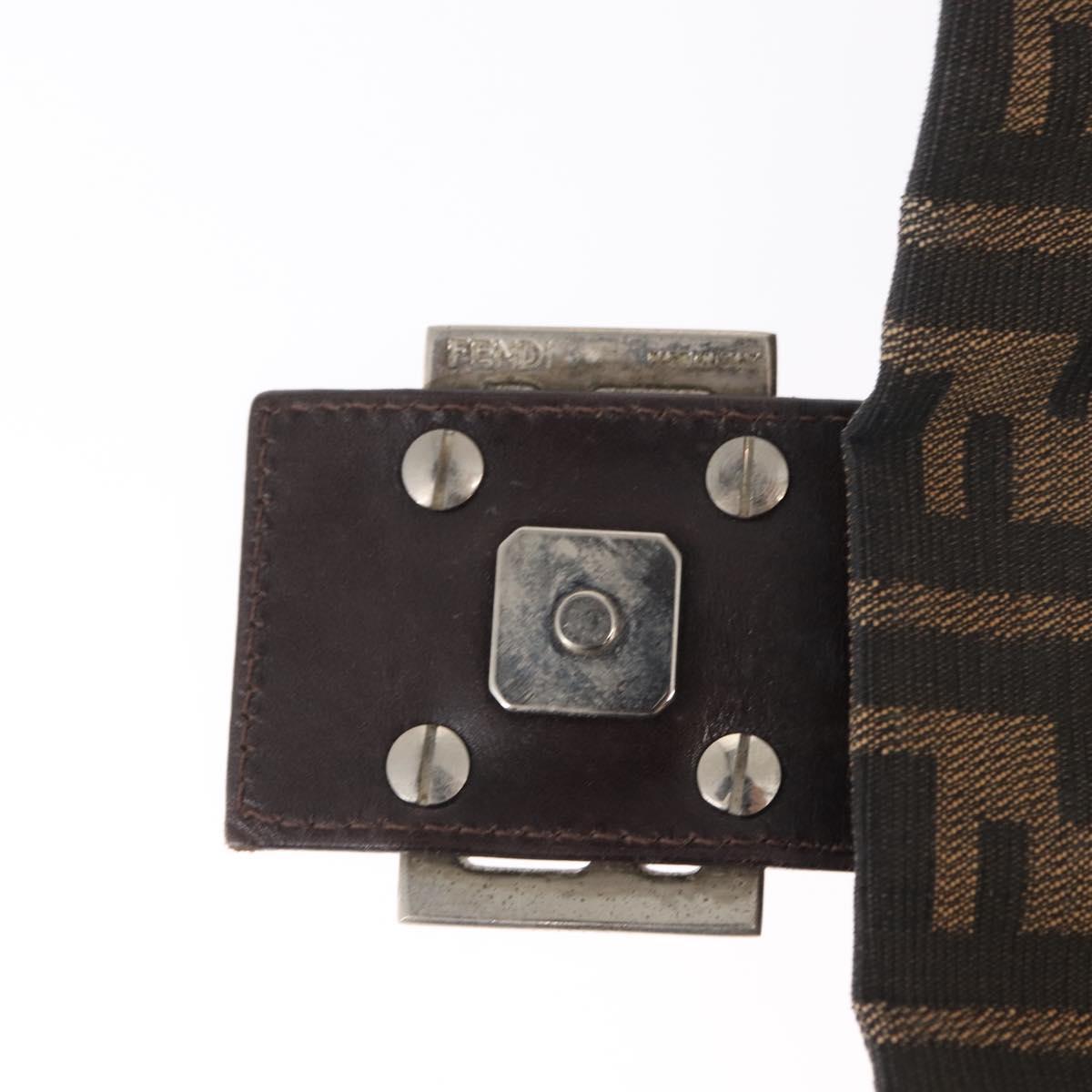 FENDI Zucca Canvas Mamma Baguette Shoulder Bag Black Brown Auth 156652M