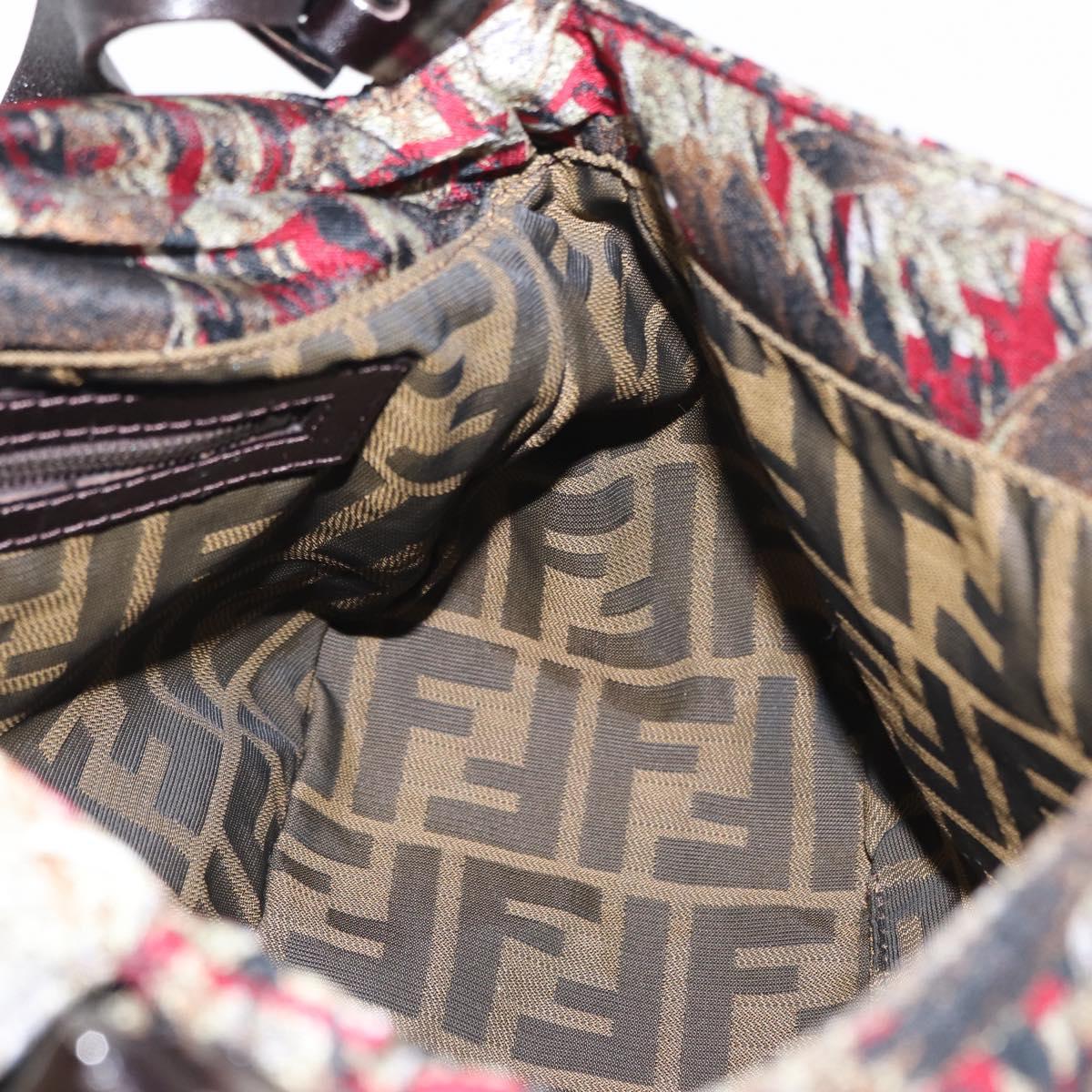 FENDI Zucca Canvas Mamma Baguette Shoulder Bag Brown Auth 156653SAM