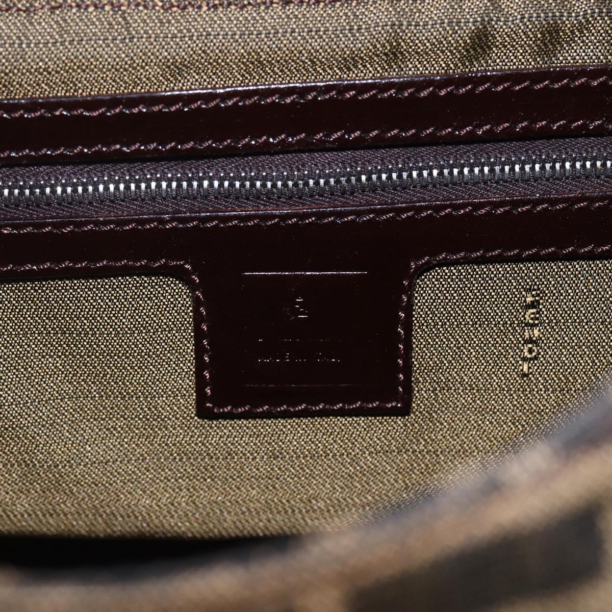 FENDI Zucca Canvas Mamma Baguette Shoulder Bag Black Brown Auth 156656V
