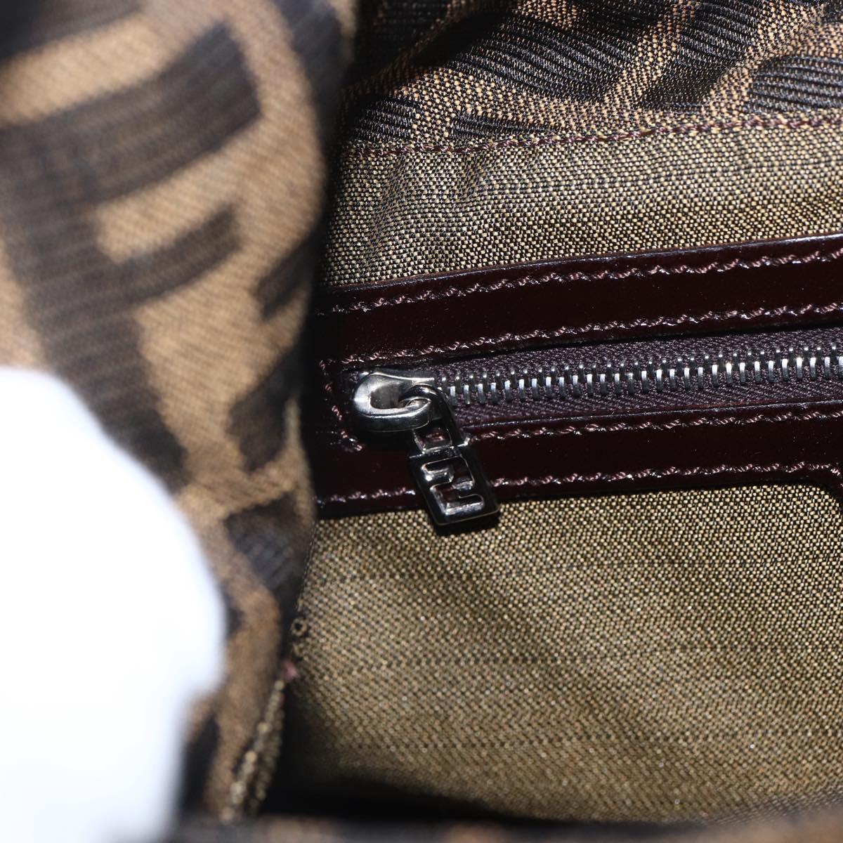 FENDI Zucca Canvas Mamma Baguette Shoulder Bag Black Brown Auth 156656V