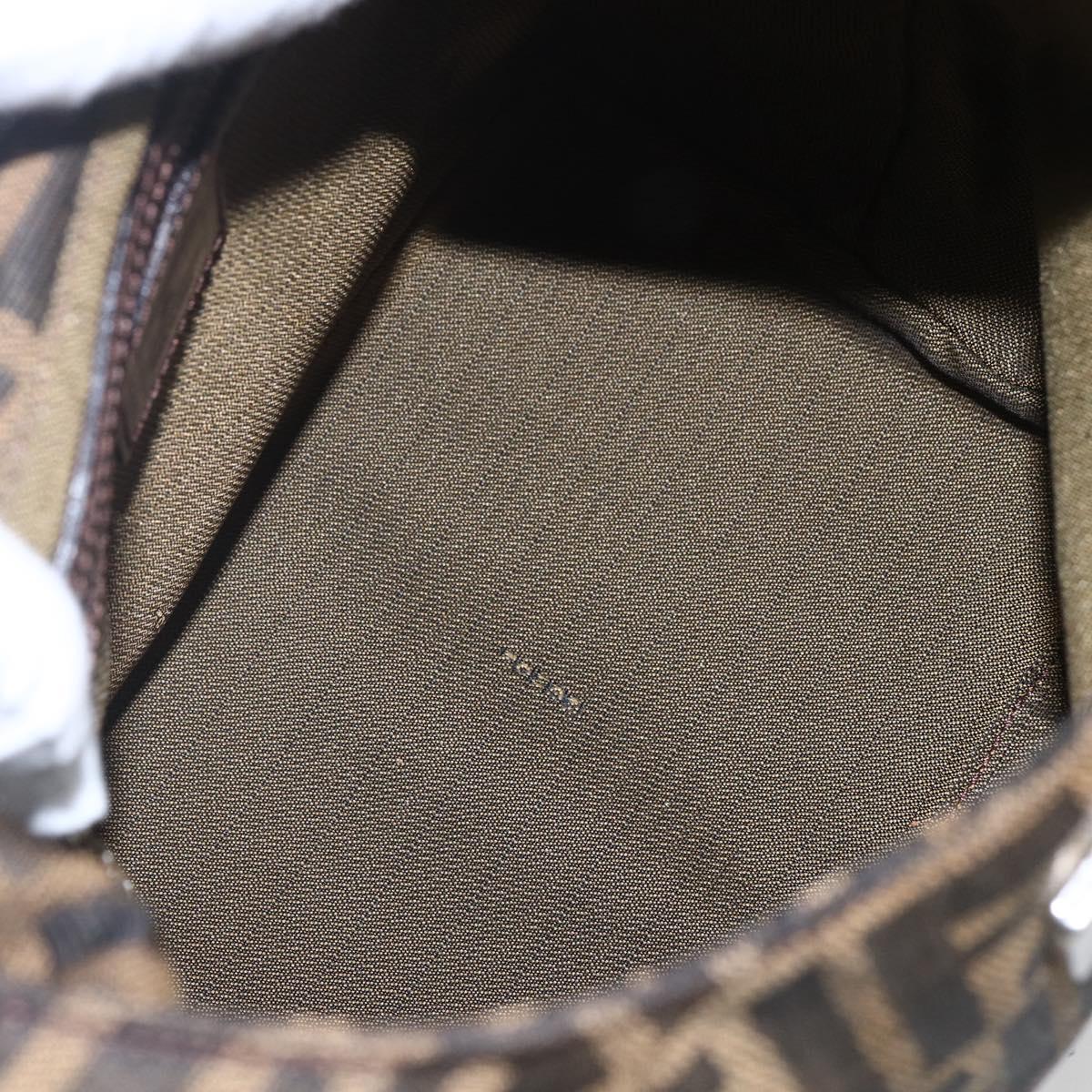 FENDI Zucca Canvas Mamma Baguette Shoulder Bag Black Brown Auth 156656V