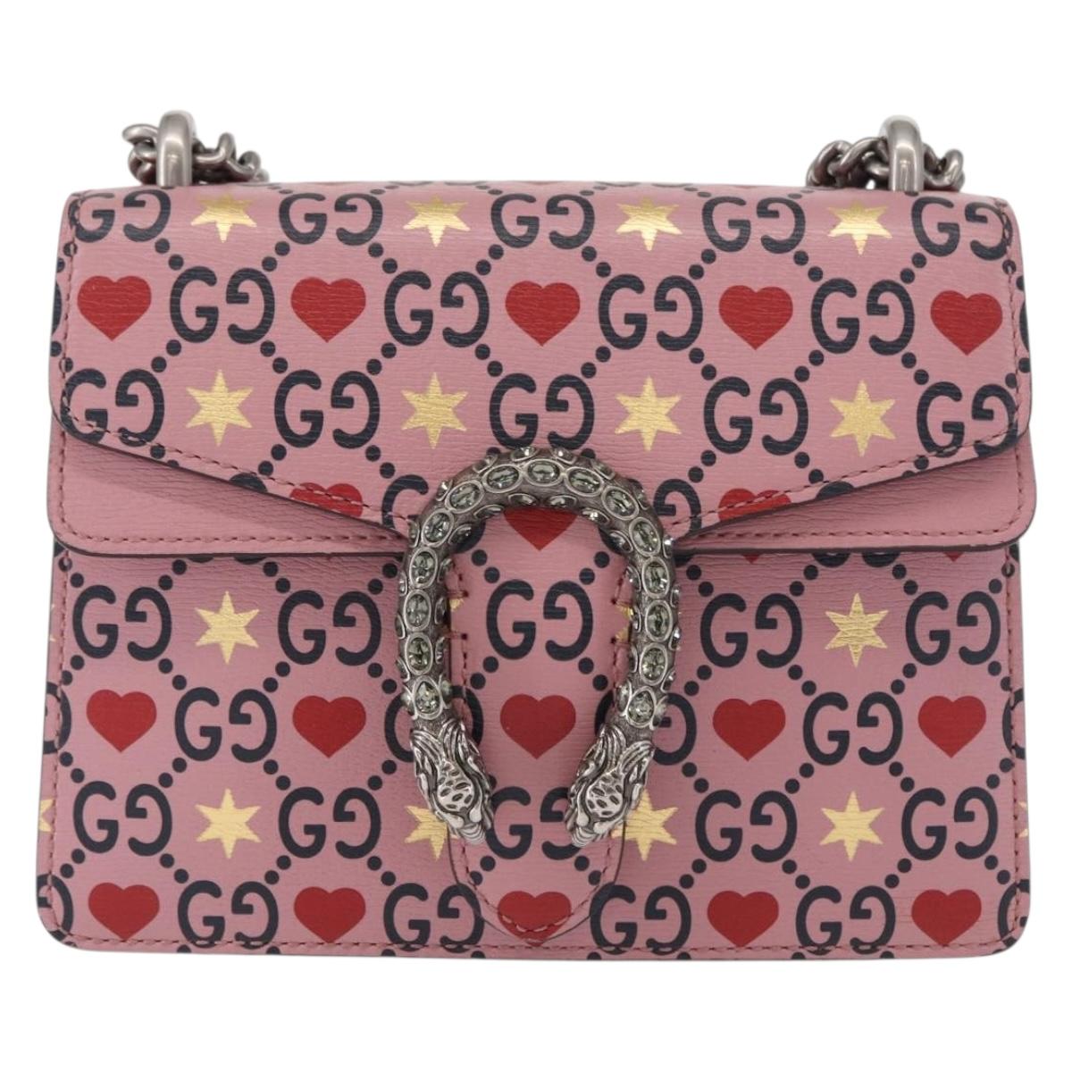 GUCCI Dionysus Chain Shoulder Bag Leather Pink 421970 Auth 156659SAM