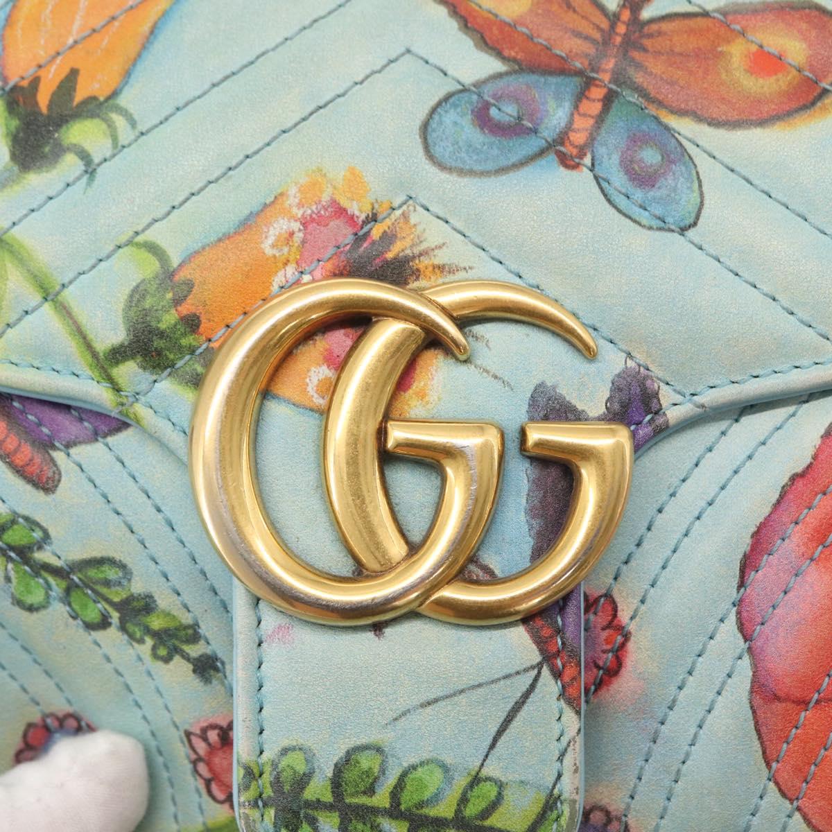 GUCCI Unskilled Worker Collaboration GG Marmont Bag Blue 443497 Auth 156660V