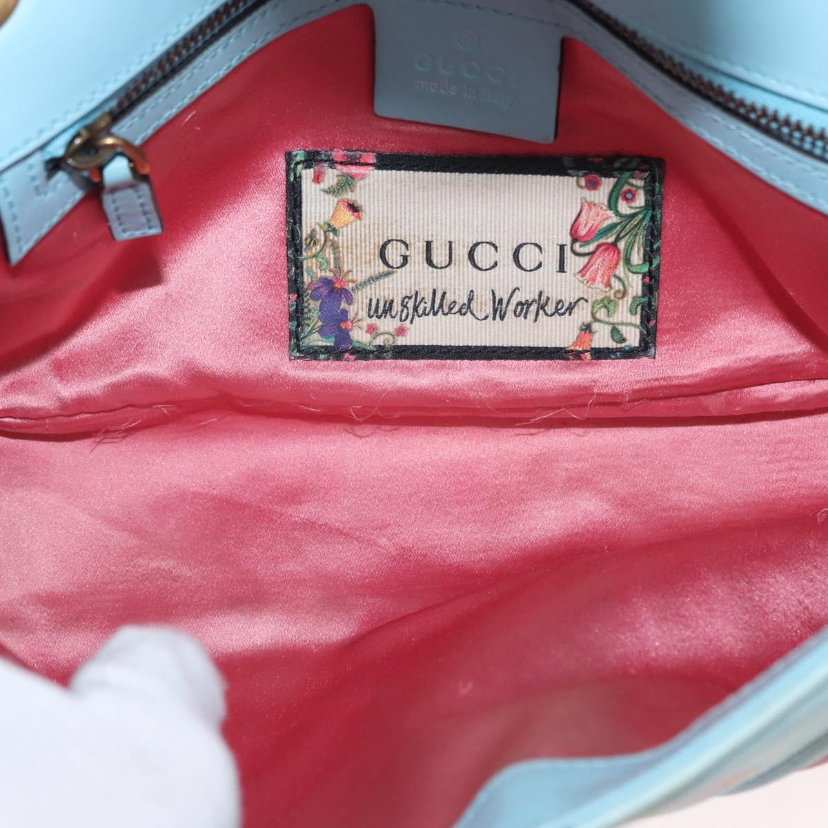 GUCCI Unskilled Worker Collaboration GG Marmont Bag Blue 443497 Auth 156660V