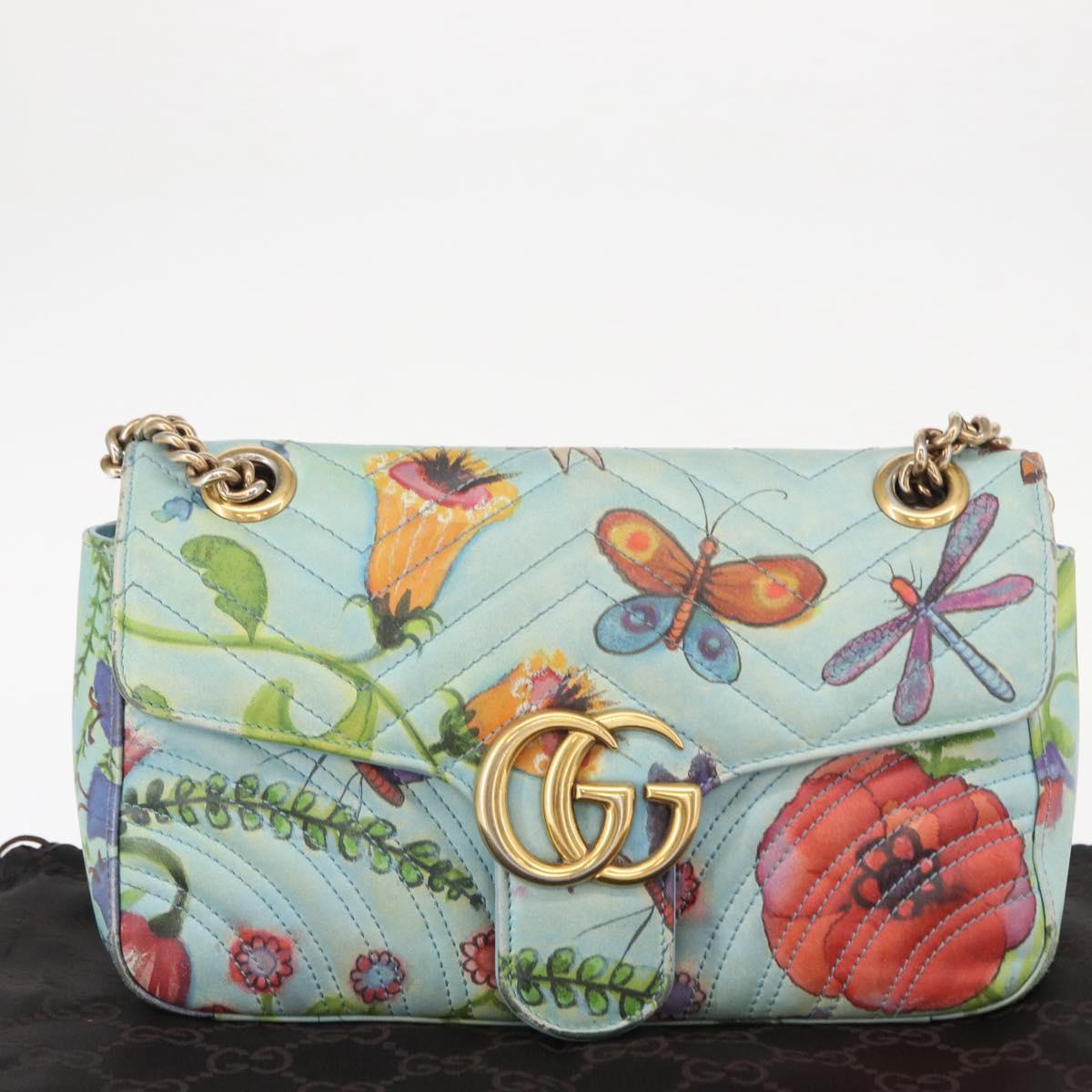 GUCCI Unskilled Worker Collaboration GG Marmont Bag Blue 443497 Auth 156660V