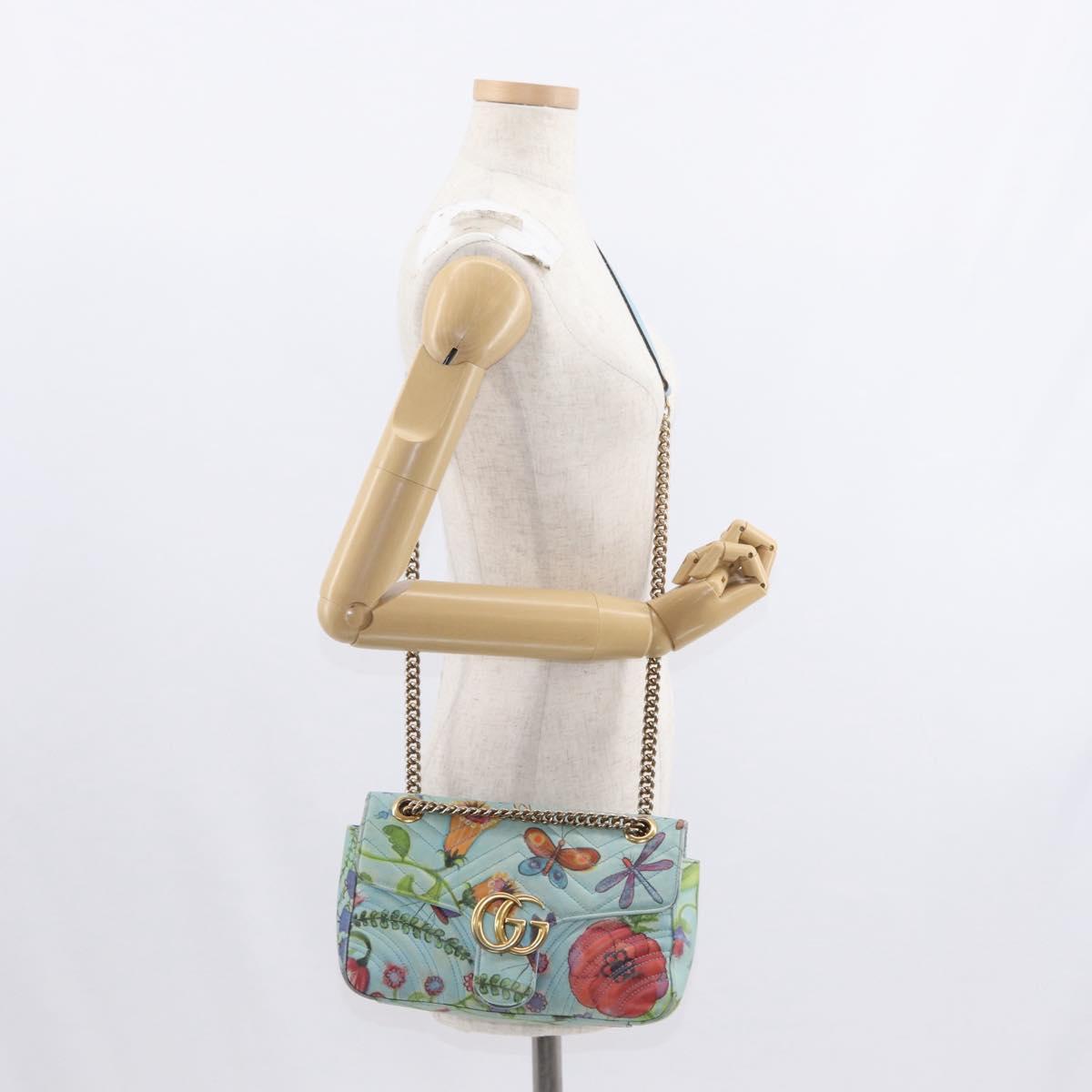 GUCCI Unskilled Worker Collaboration GG Marmont Bag Blue 443497 Auth 156660V