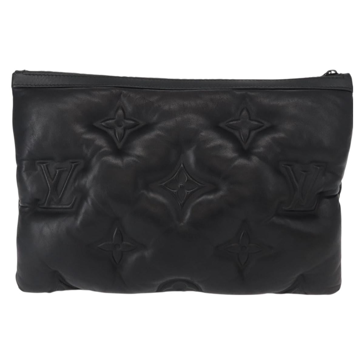 LOUIS VUITTON Monogram Emboss Pochette A4 Clutch Bag Black M68775 Auth 156663M