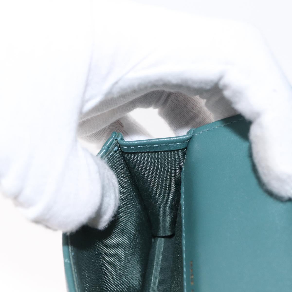 CHANEL Matelasse Chain Shoulder Bag Lamb Skin 2way Green Gold CC Auth 156667SM