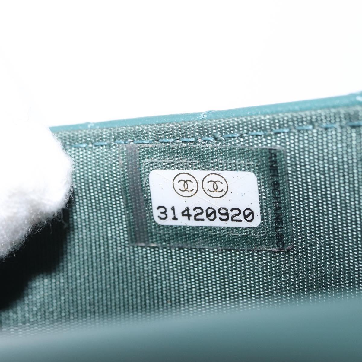 CHANEL Matelasse Chain Shoulder Bag Lamb Skin 2way Green Gold CC Auth 156667SM