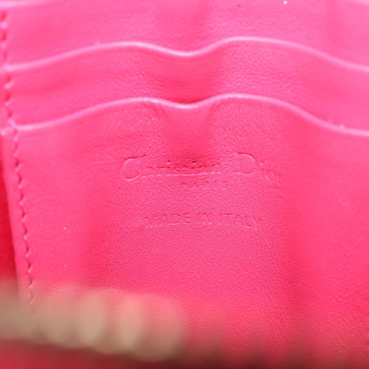 Christian Dior Cannage Phone Chain Shoulder Pouch 2way Pink Gold Auth 156668V