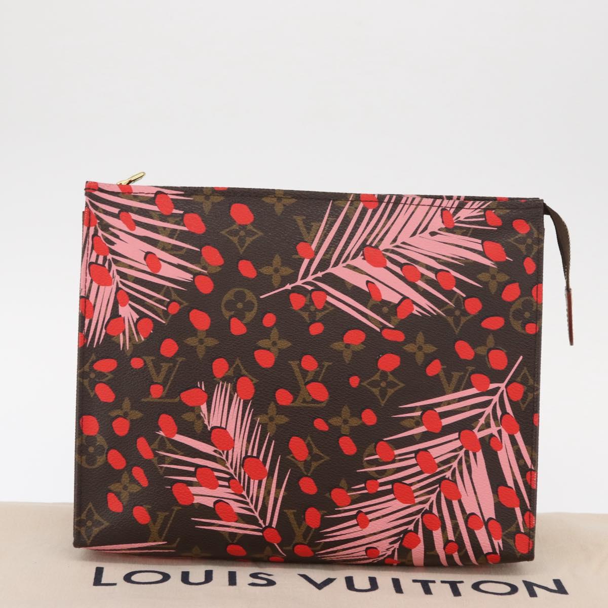 LOUIS VUITTON Monogram jungle Dot Poche Toilette 26 Pouch Red LV Auth 156673V