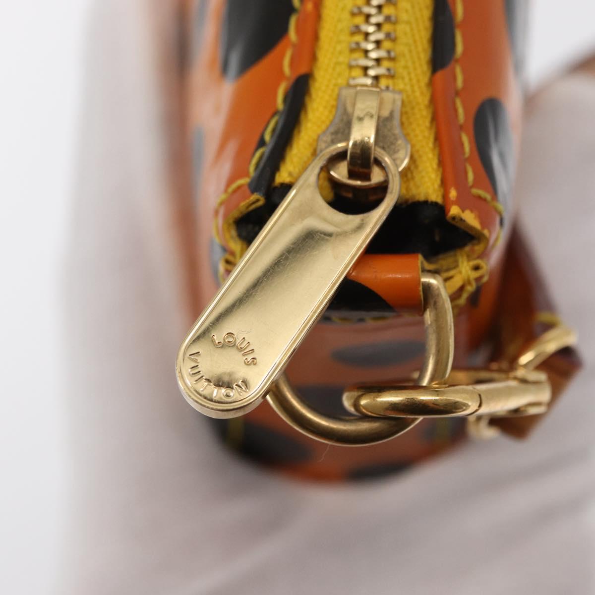 LOUIS VUITTON Vernis Yayoi Kusama Pochette Accessoires Jaune M91426 Auth 156675V