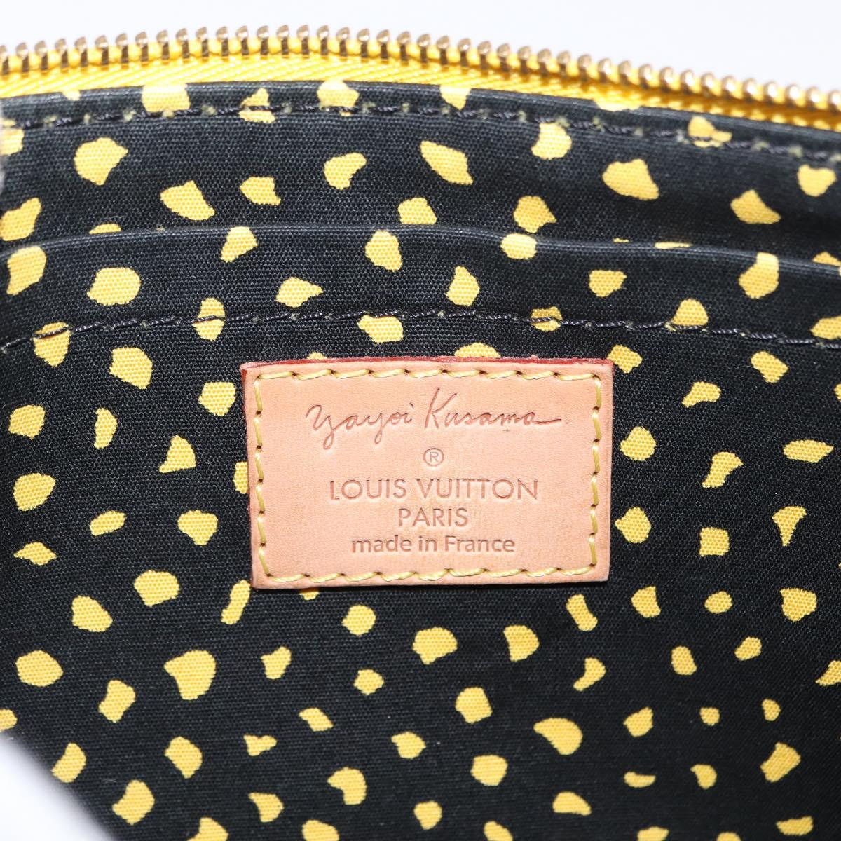 LOUIS VUITTON Vernis Yayoi Kusama Pochette Accessoires Jaune M91426 Auth 156675V