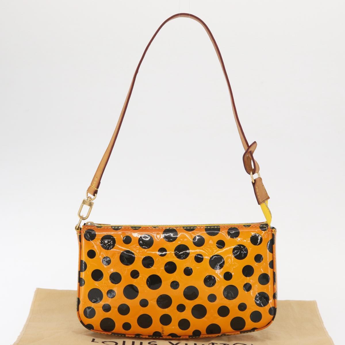 LOUIS VUITTON Vernis Yayoi Kusama Pochette Accessoires Jaune M91426 Auth 156675V