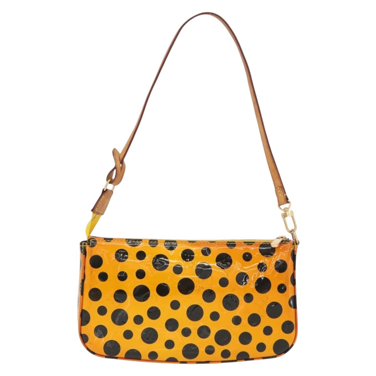 LOUIS VUITTON Vernis Yayoi Kusama Pochette Accessoires Jaune M91426 Auth 156675V