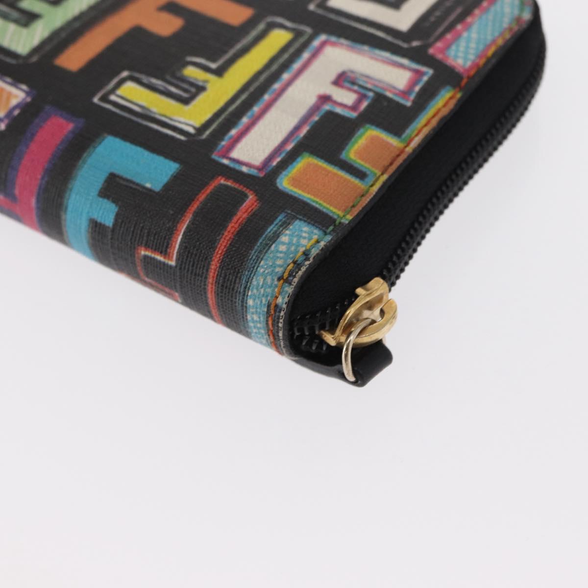 FENDI Zucca Canvas Long Wallet Multicolor Auth 156681V