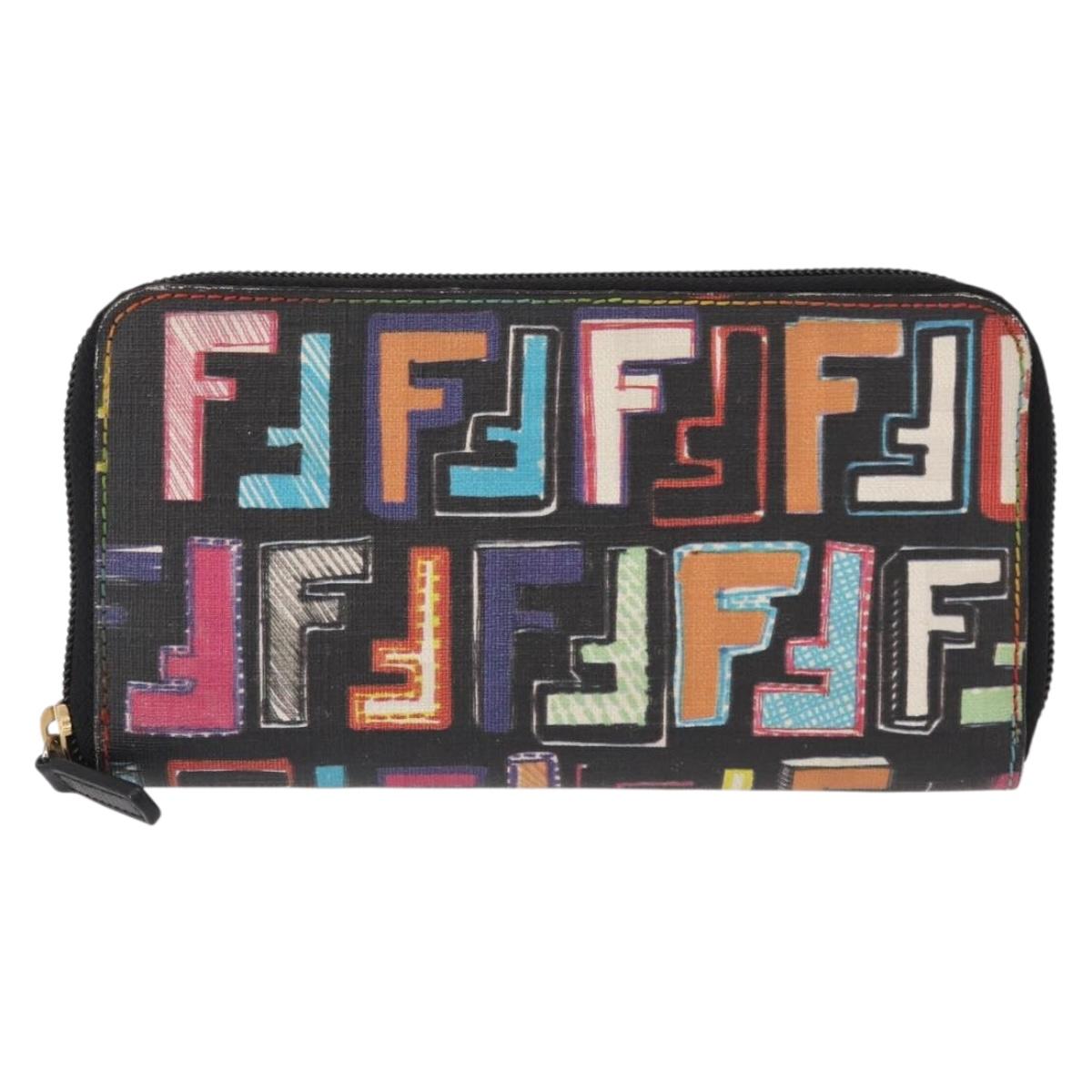 FENDI Zucca Canvas Long Wallet Multicolor Auth 156681V