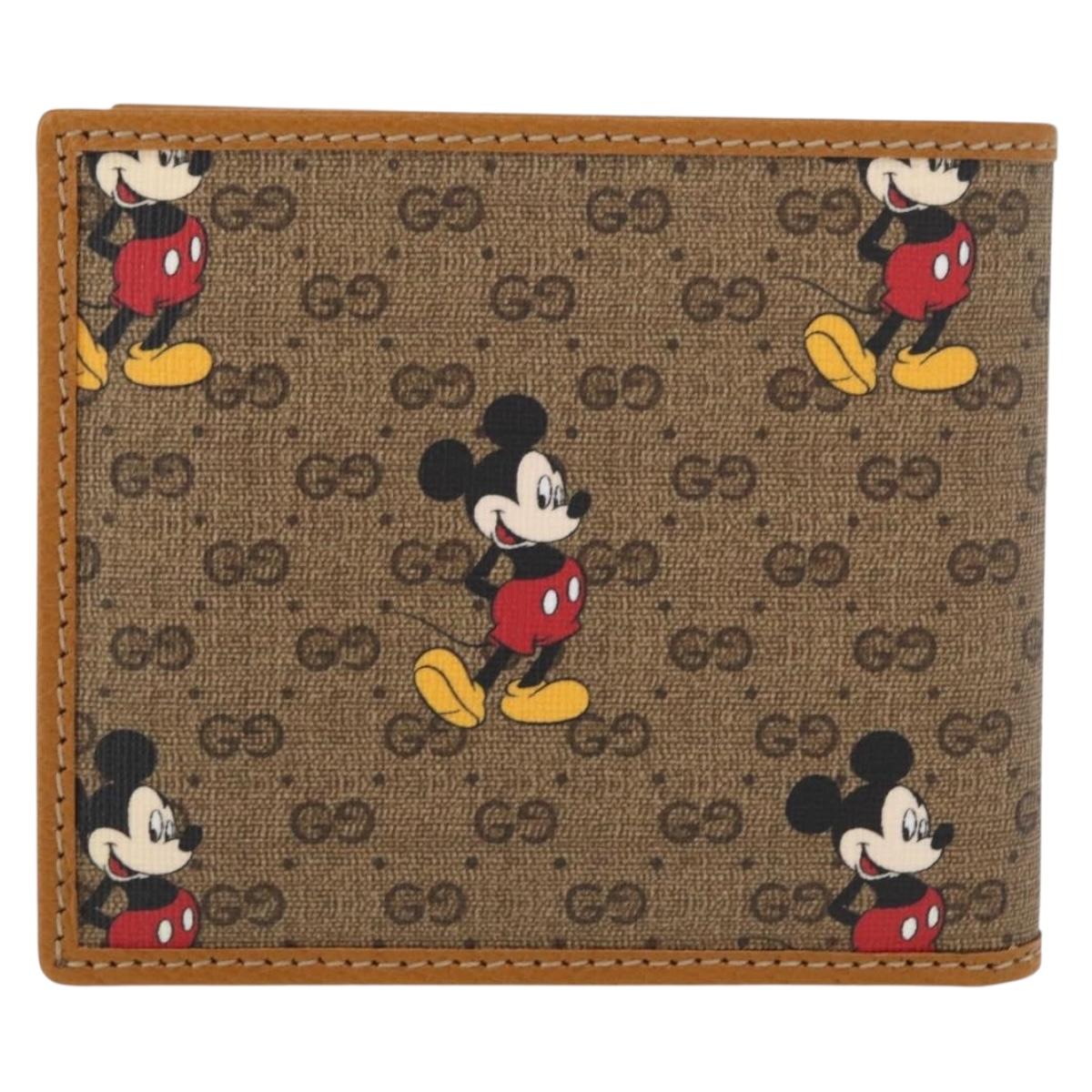 GUCCI Micro GG Supreme Disney Compact Wallet PVC Beige 602547 Auth 156682SM