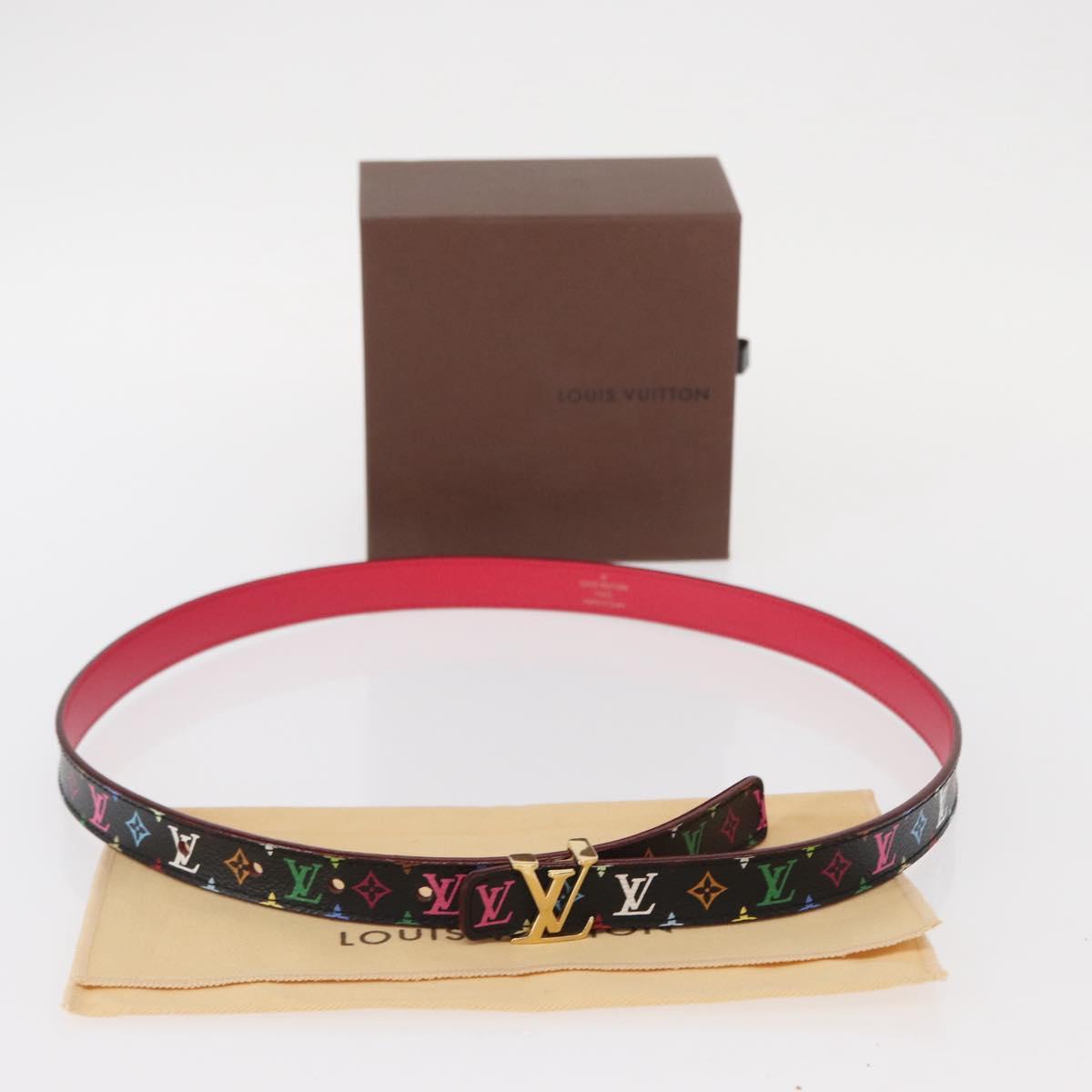 LOUIS VUITTON Multicolor Ceinture Initials Belt Black M9631 LV Auth 156684SAM
