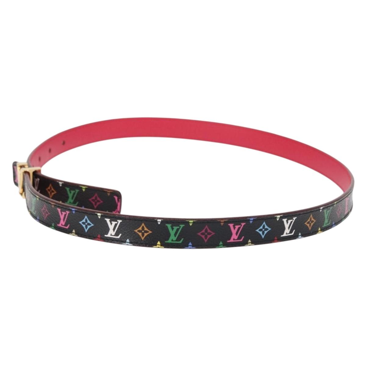 LOUIS VUITTON Multicolor Ceinture Initials Belt Black M9631 LV Auth 156684SAM