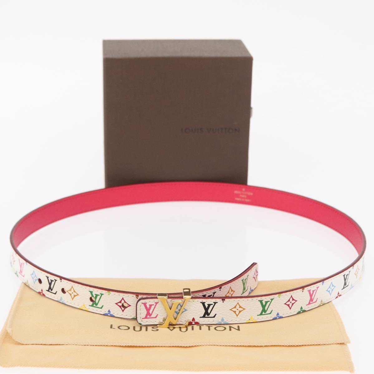 LOUIS VUITTON Multicolor Ceinture Initials Belt White M9630 LV Auth 156685SAM
