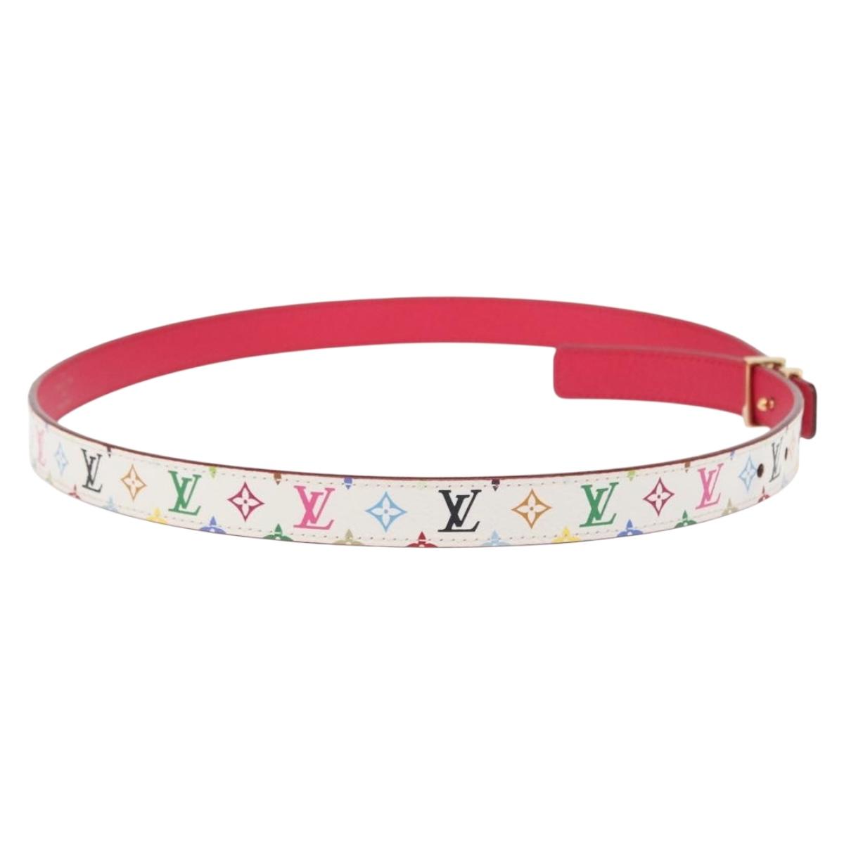 LOUIS VUITTON Multicolor Ceinture Initials Belt White M9630 LV Auth 156685SAM