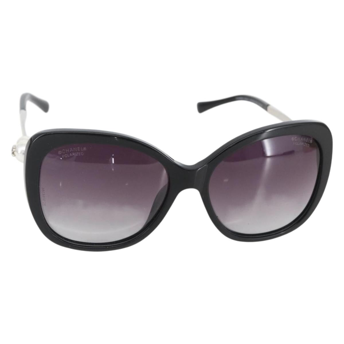 CHANEL Coco Pearl Sunglasses metal Black 5339-H CC Auth 156688A