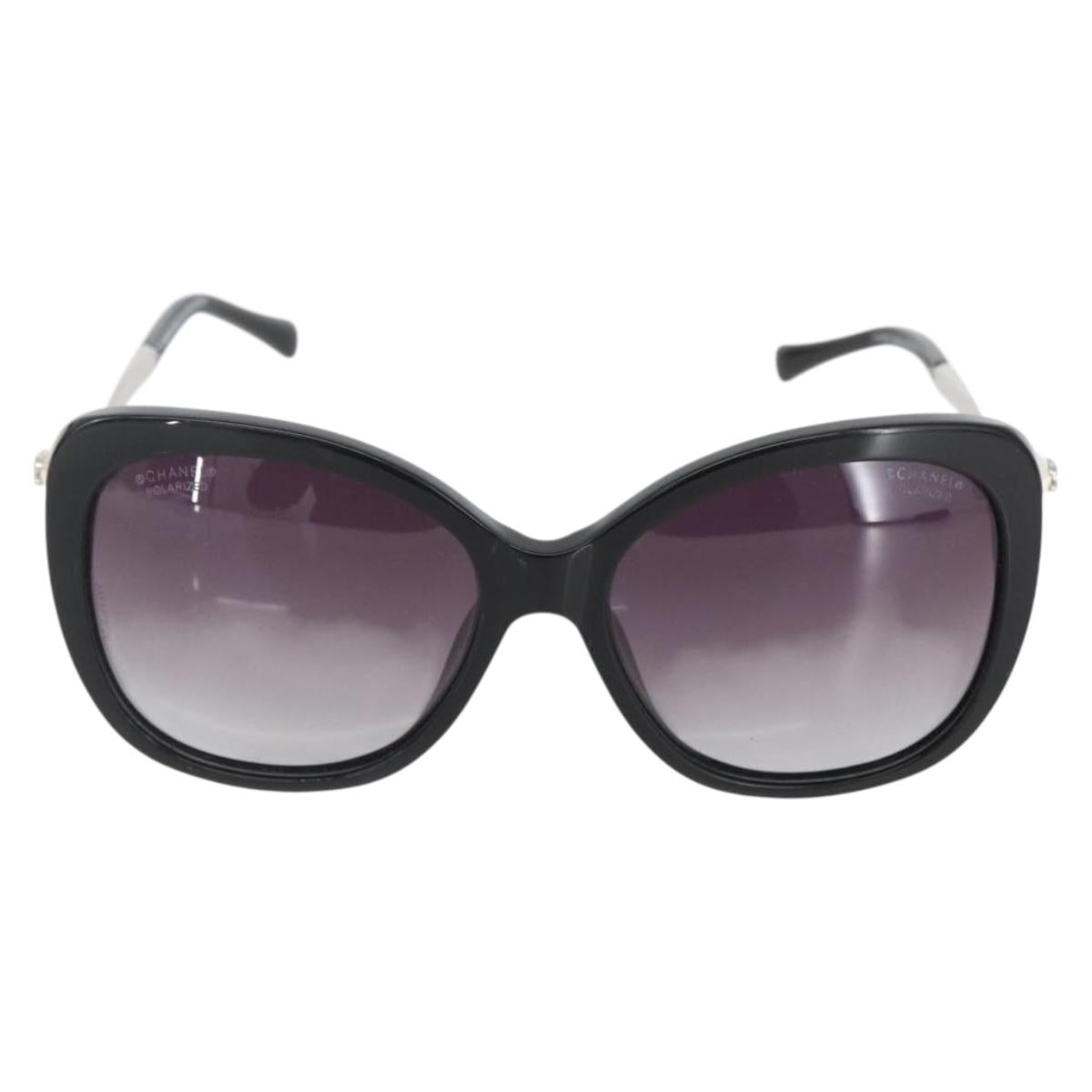 CHANEL Coco Pearl Sunglasses metal Black 5339-H CC Auth 156688A