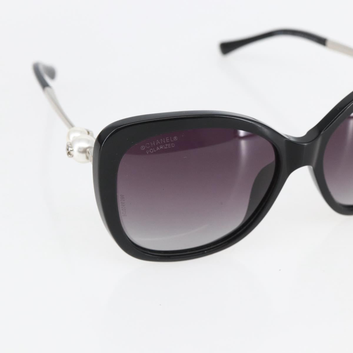 CHANEL Coco Pearl Sunglasses metal Black 5339-H CC Auth 156688A
