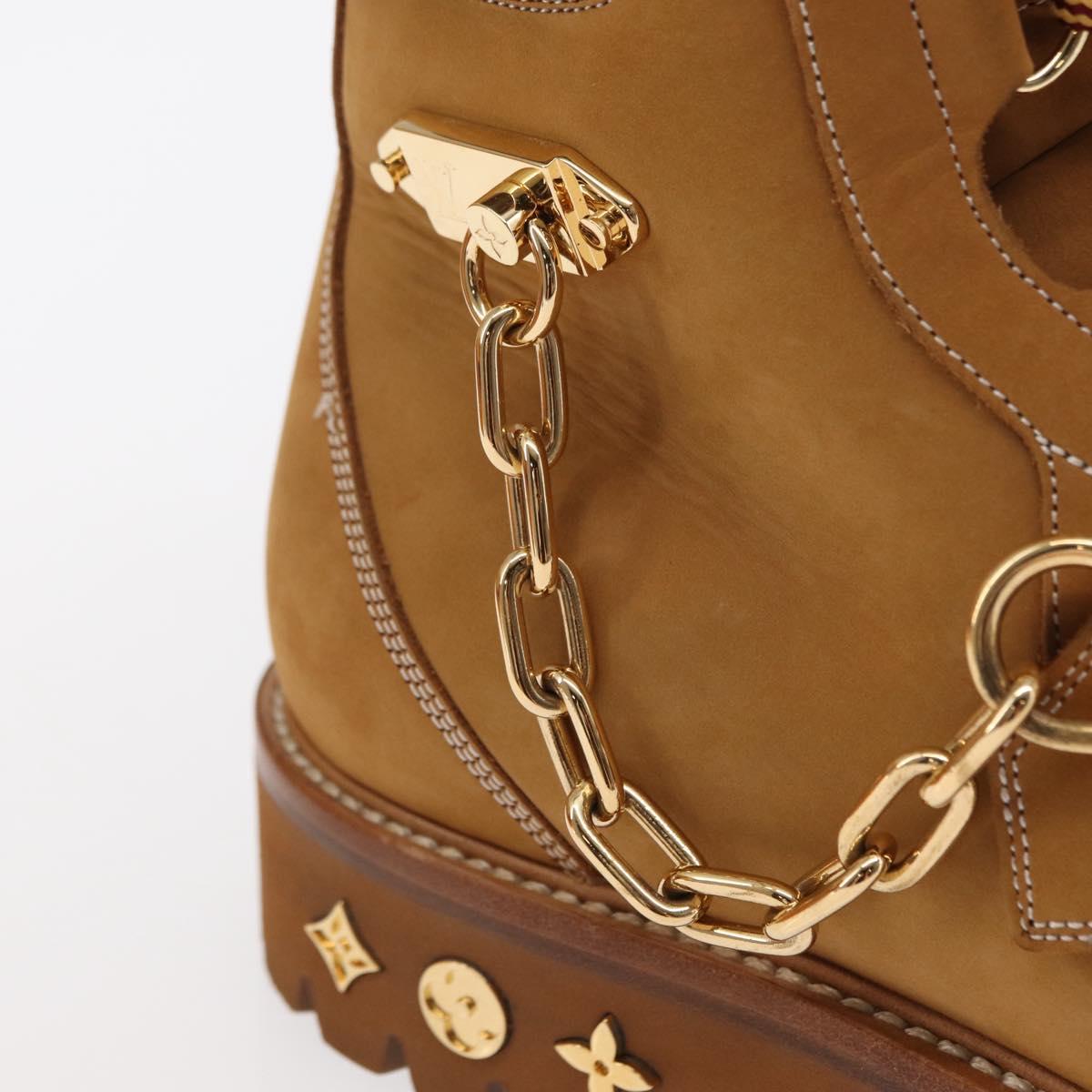 LOUIS VUITTON Monogram Creeper Line Ankle Boots Shoes 7 Beige LV Auth 156692M