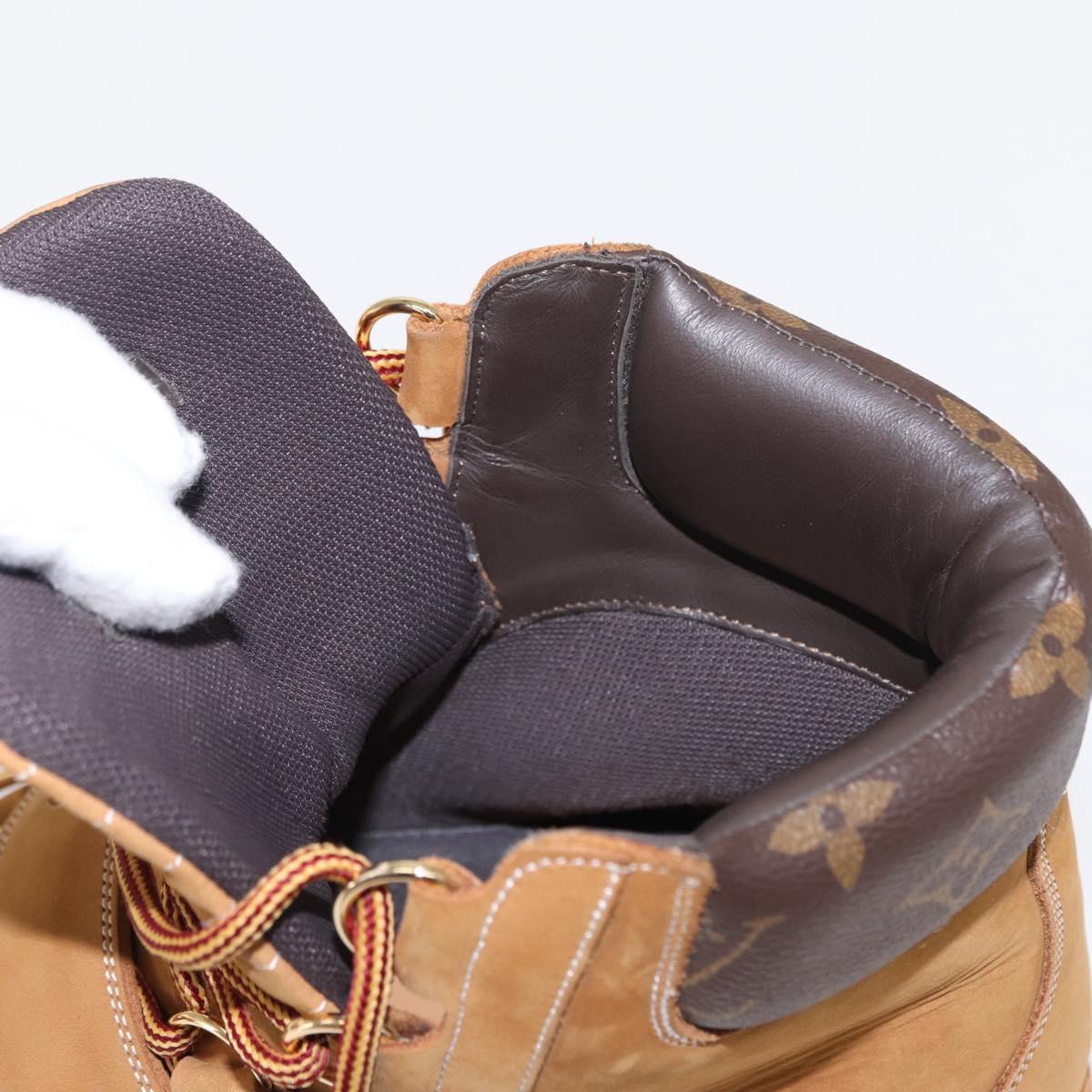 LOUIS VUITTON Monogram Creeper Line Ankle Boots Shoes 7 Beige LV Auth 156692M