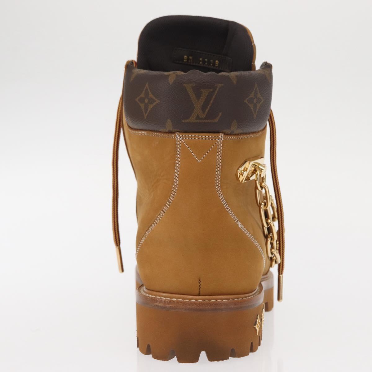 LOUIS VUITTON Monogram Creeper Line Ankle Boots Shoes 7 Beige LV Auth 156692M