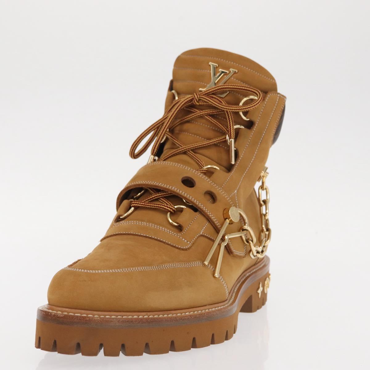 LOUIS VUITTON Monogram Creeper Line Ankle Boots Shoes 7 Beige LV Auth 156692M