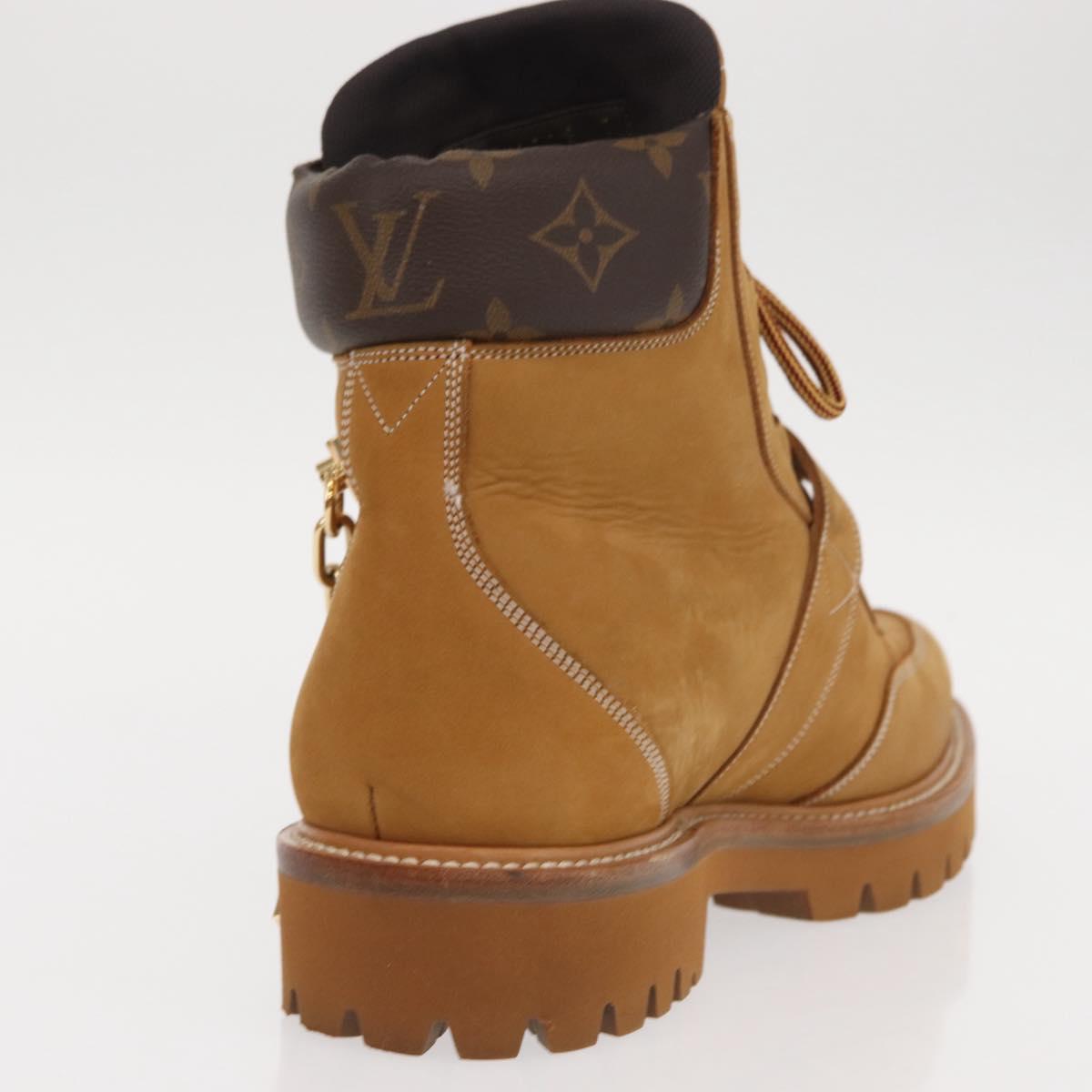LOUIS VUITTON Monogram Creeper Line Ankle Boots Shoes 7 Beige LV Auth 156692M