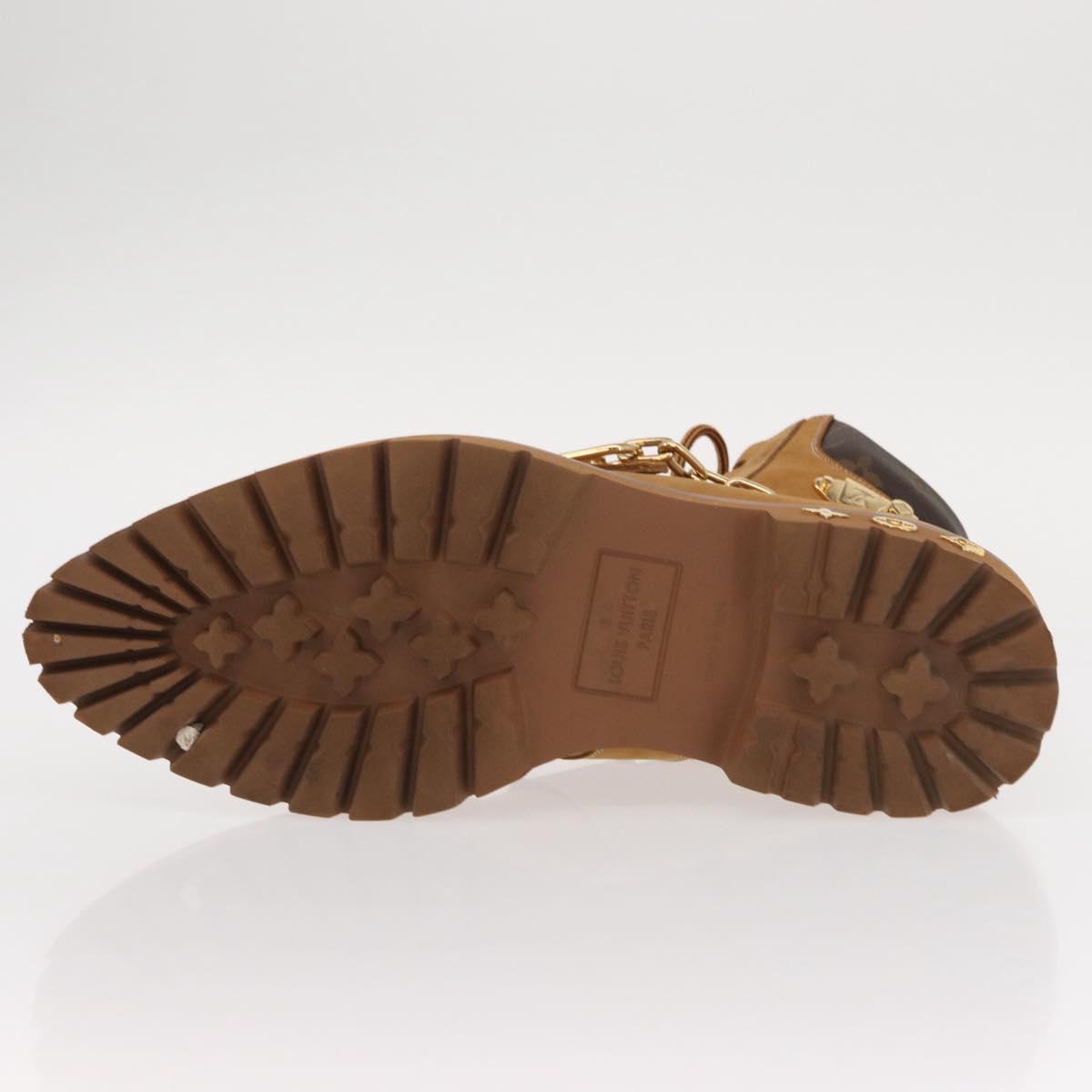 LOUIS VUITTON Monogram Creeper Line Ankle Boots Shoes 7 Beige LV Auth 156692M