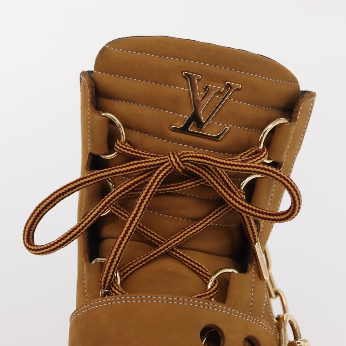 LOUIS VUITTON Monogram Creeper Line Ankle Boots Shoes 7 Beige LV Auth 156692M