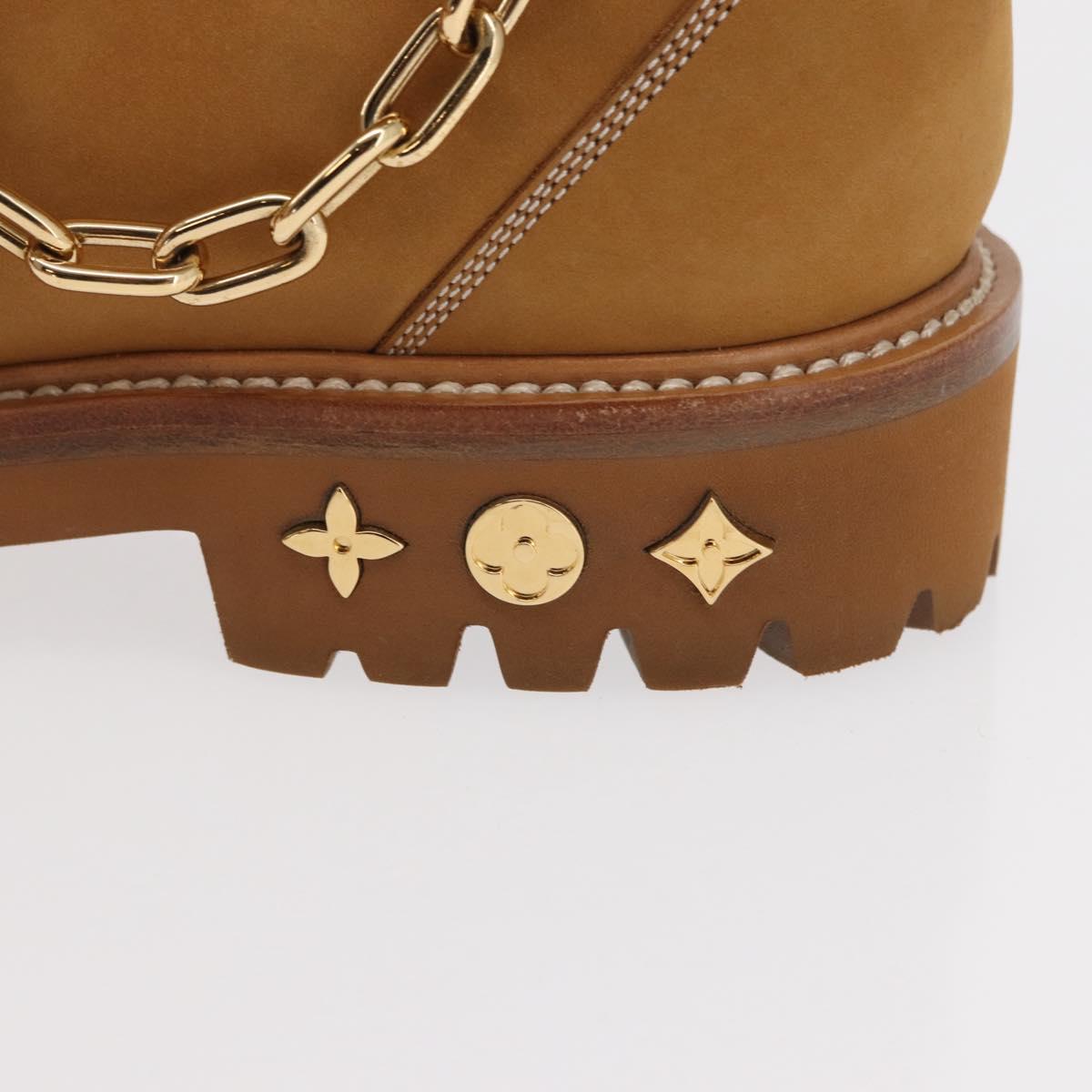 LOUIS VUITTON Monogram Creeper Line Ankle Boots Shoes 7 Beige LV Auth 156692M