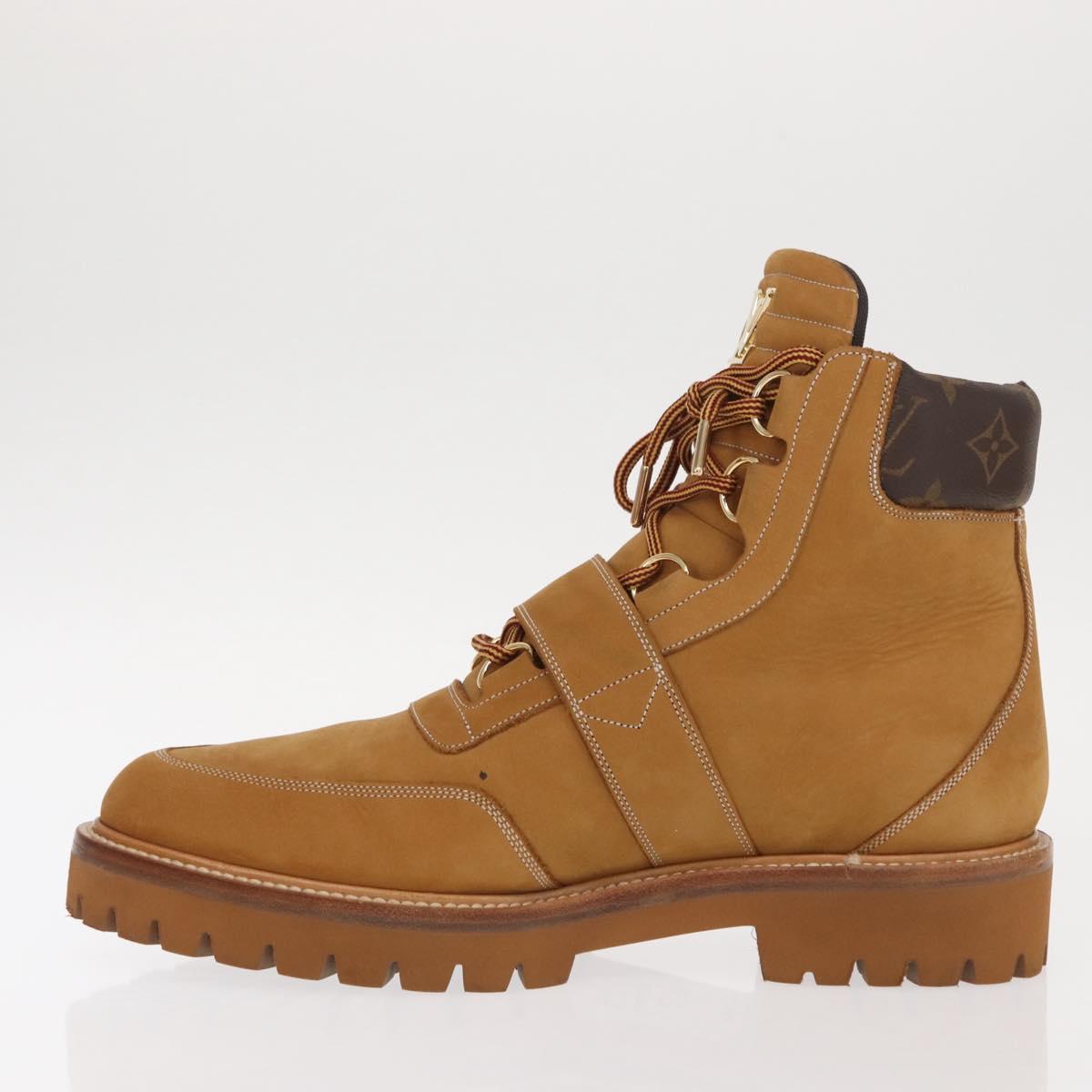 LOUIS VUITTON Monogram Creeper Line Ankle Boots Shoes 7 Beige LV Auth 156692M