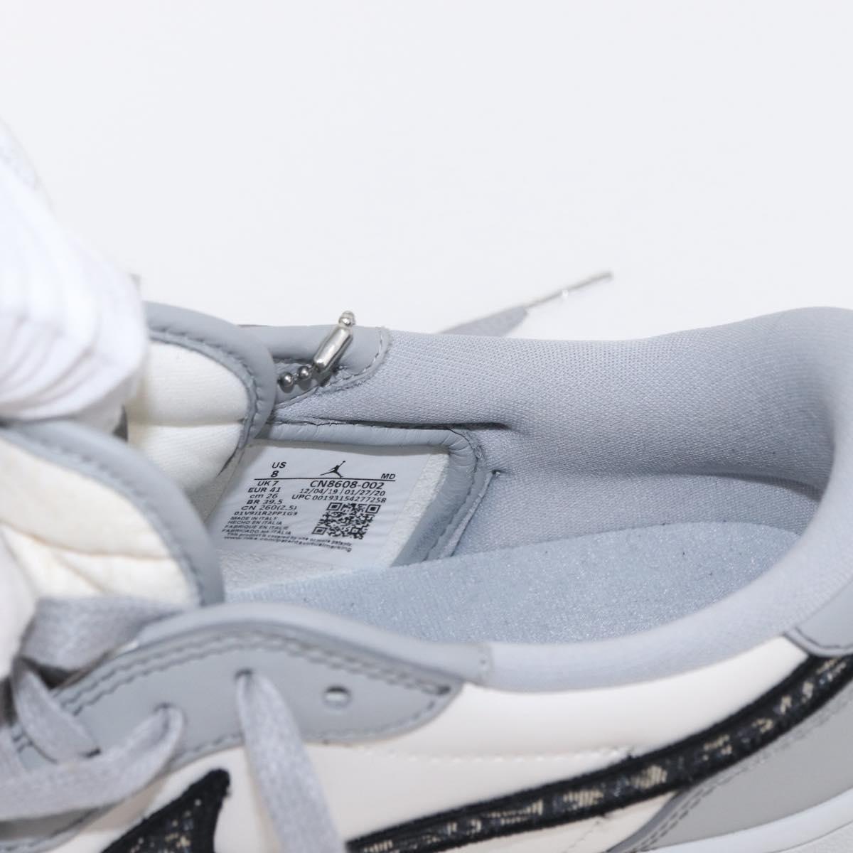 Christian Dior Trotter Air Dior Air Jordan 1 Low OG Sneakers Gray Auth 156693SM