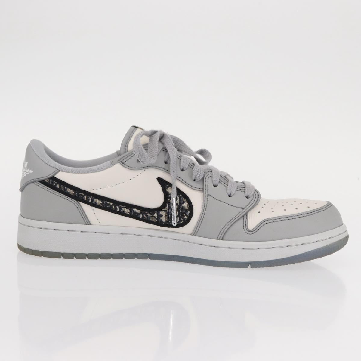 Christian Dior Trotter Air Dior Air Jordan 1 Low OG Sneakers Gray Auth 156693SM
